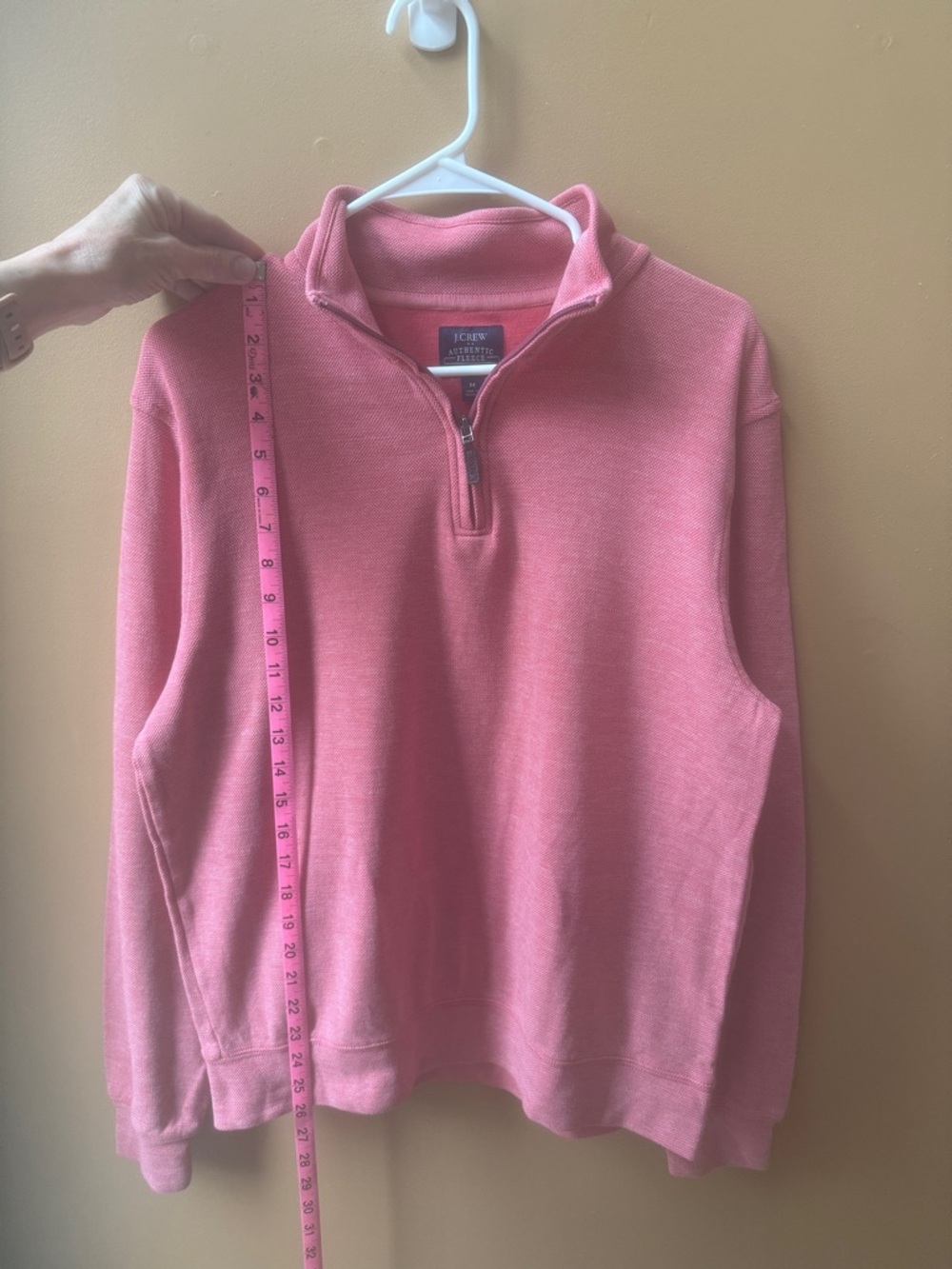 J. Crew Men’s Coral Pink Quarter-Zip Sweater size M - Picture 2 of 5